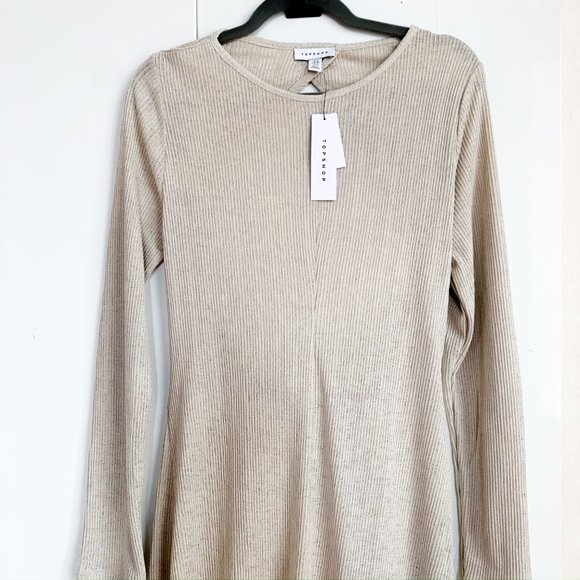 NWT topshop cream open back midi dress crew neck - Picture 4 of 7